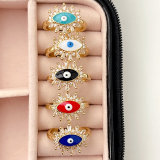 Mirco Pave Enamel Eye Adjustable Ring