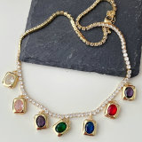 Square Charm Pave Necklace