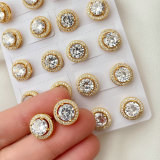 Pave Zircon Round Earring Stud