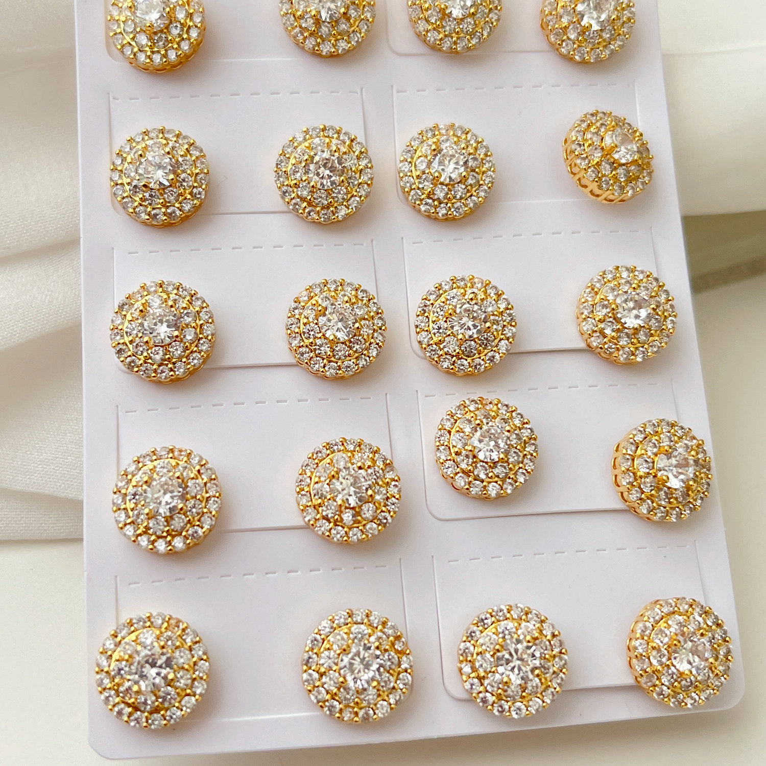 Pave Zircon Round Earring Stud