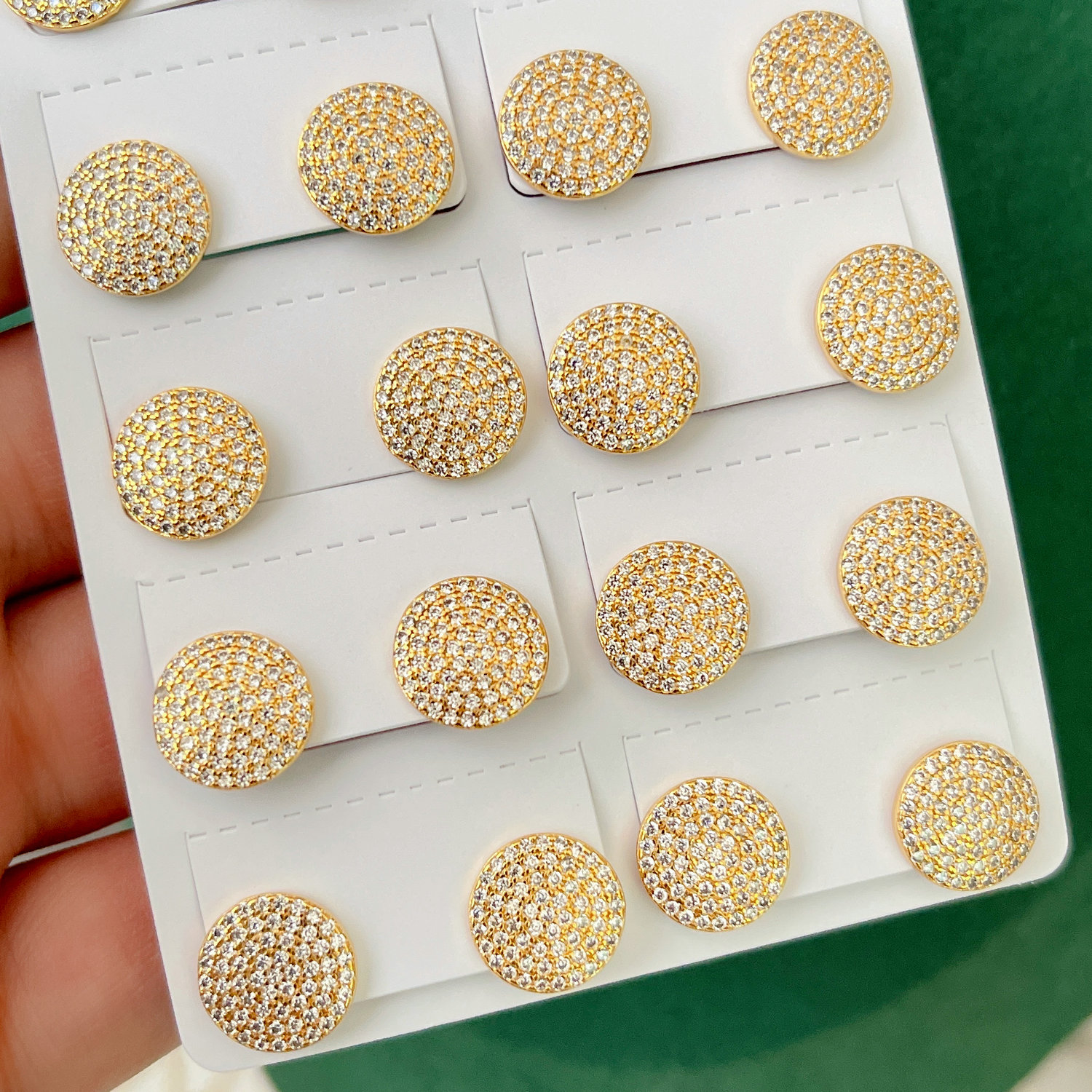 Pave Zircon Round Earring Stud