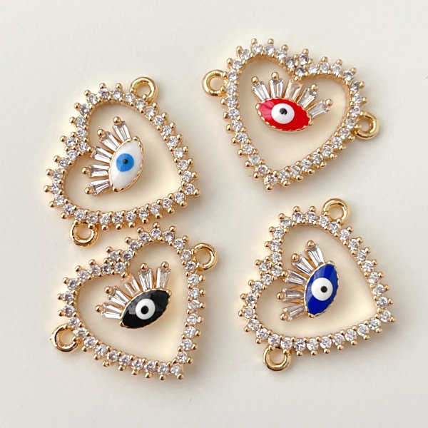 Enamel Eye Heart Connector