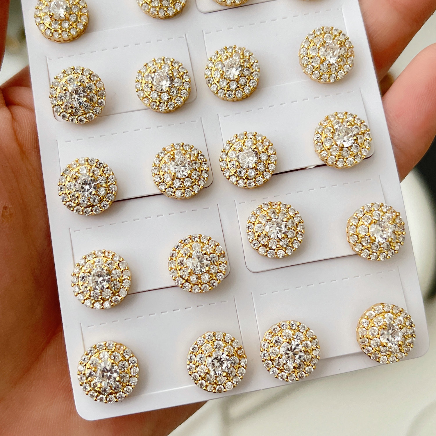 Pave Zircon Round Earring Stud