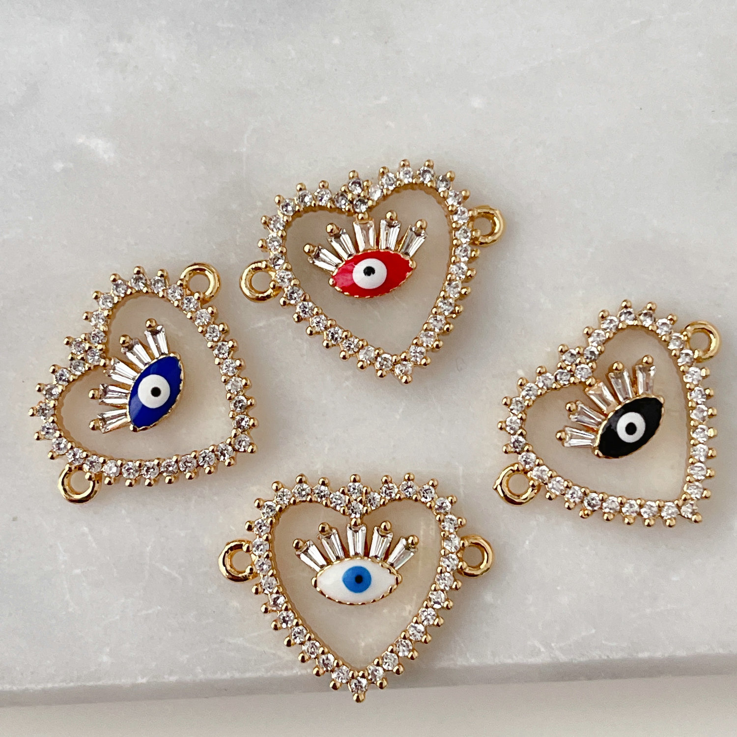 Enamel Eye Heart Connector