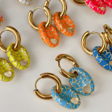 Enamel Pig Nose Pendant Earrings