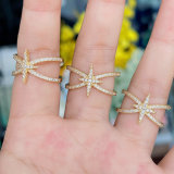 Pave Star Adjustable Ring
