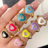 Pave Enamel Heart Ring