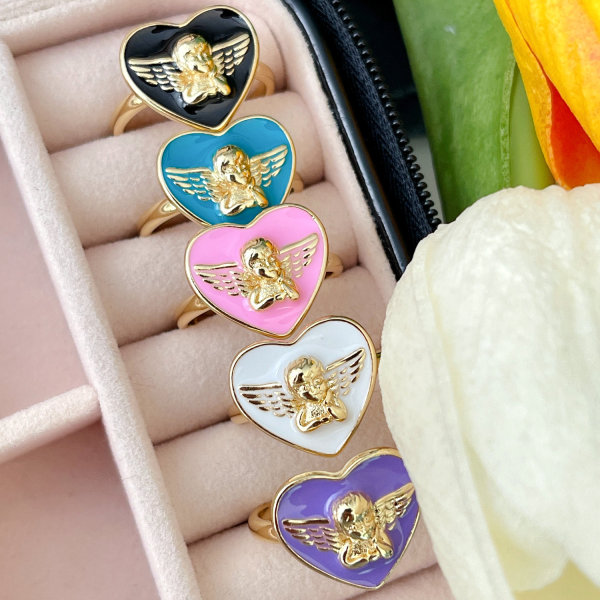 Enamel Angel Ring