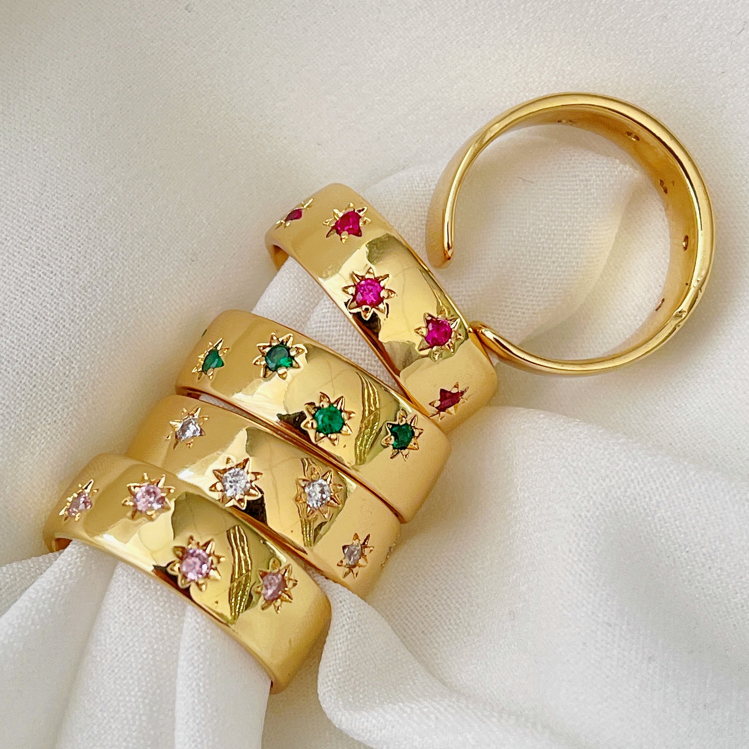 Pave Star Adjustable Ring