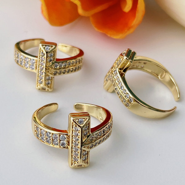 Pave Cross Adjustable Ring