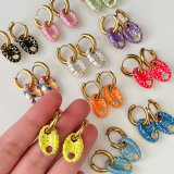 Enamel Pig Nose Pendant Earrings