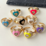 Pave Enamel Heart Ring
