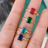 Square zircon Adjustable ring