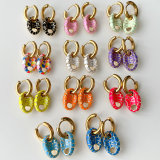 Enamel Pig Nose Pendant Earrings