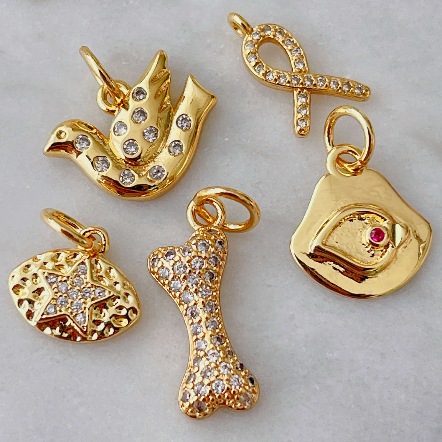 Pave Bone Star Birds... Pendant