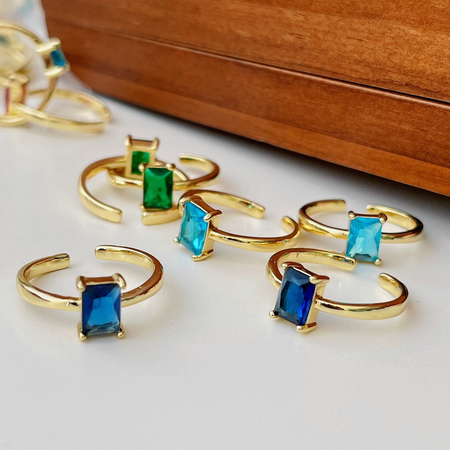 Square zircon Adjustable ring