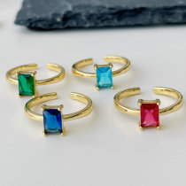 Square zircon Adjustable ring