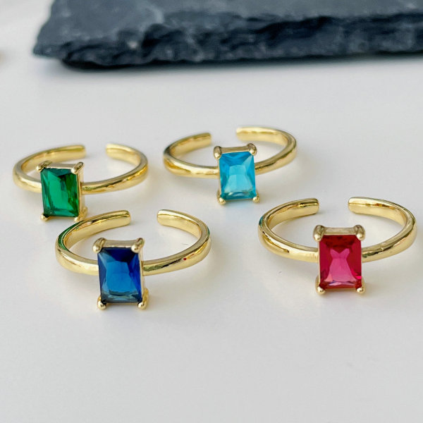 Square zircon Adjustable ring