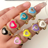 Pave Enamel Heart Ring