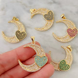 Pave Moon Heart Charm