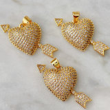 Pave Heart Charm With Arrow