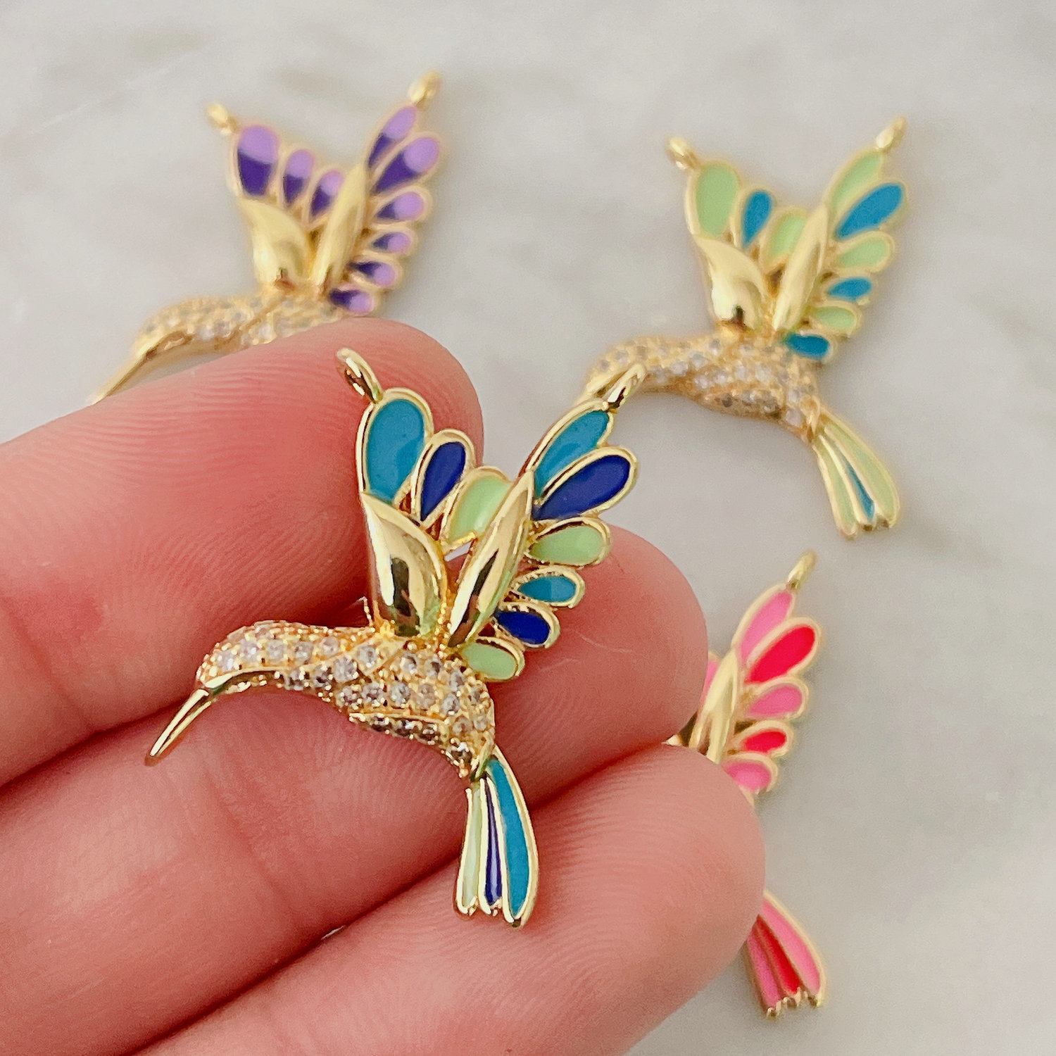Enamel Bird Charm For Necklace