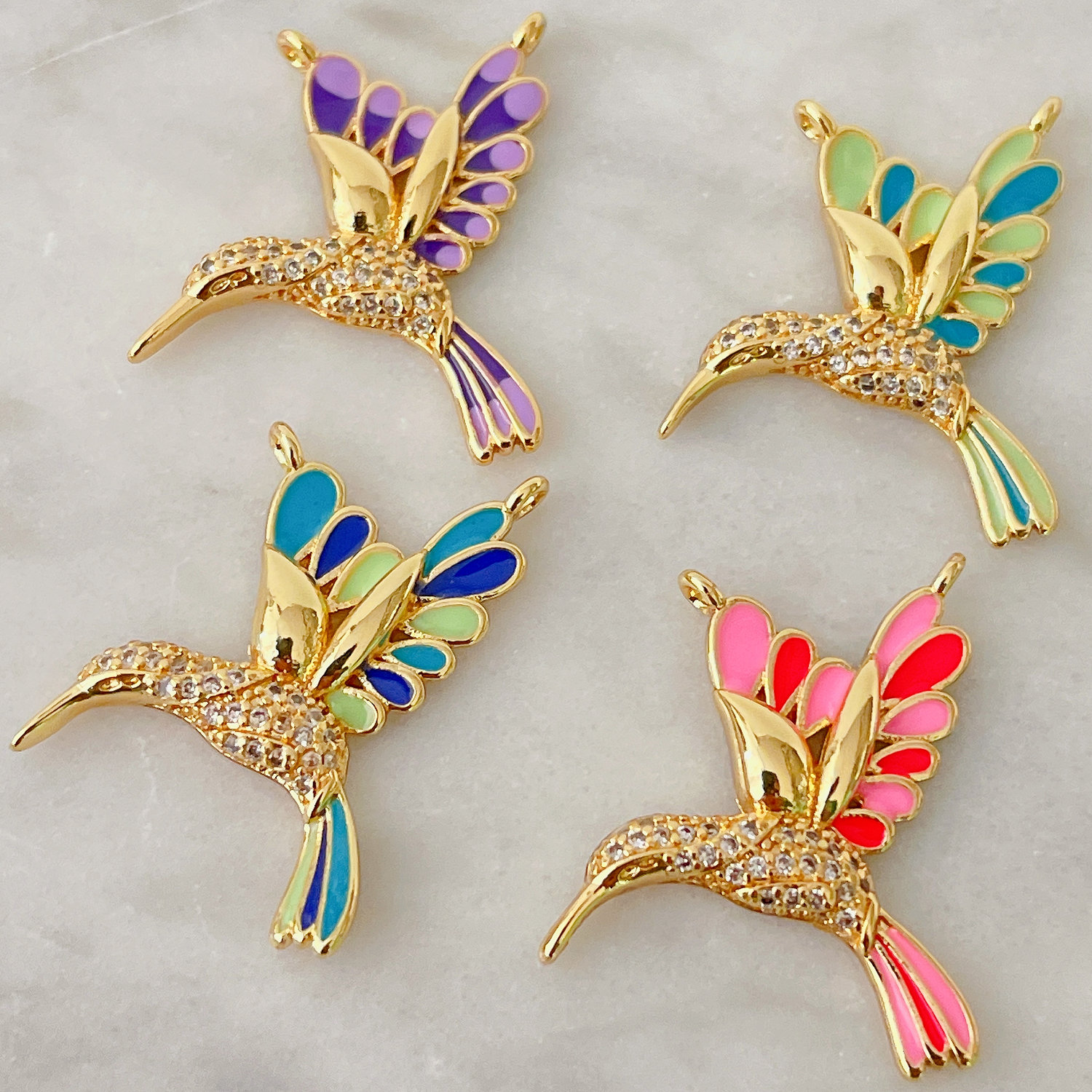 Enamel Bird Charm For Necklace