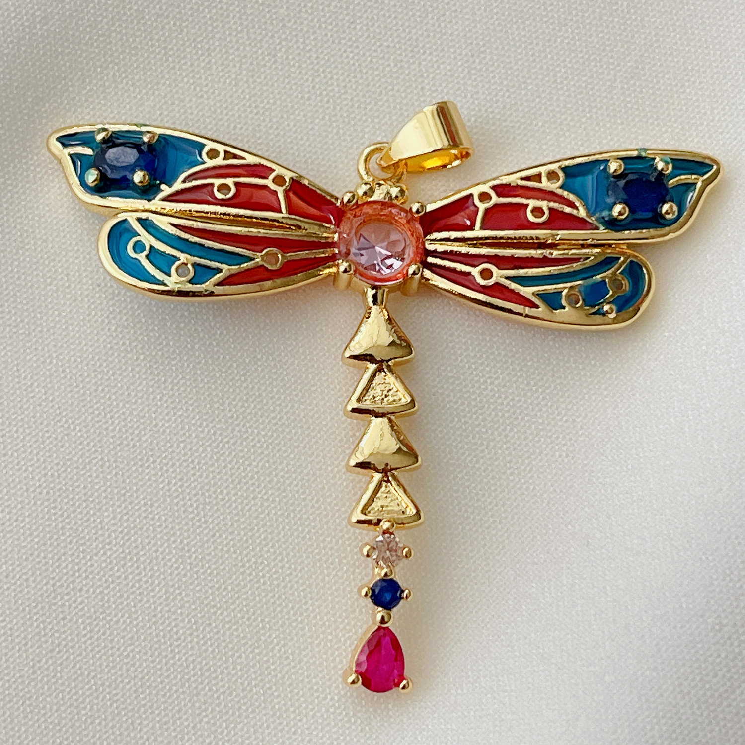 Colorful Enamel Dragonfly Pendant