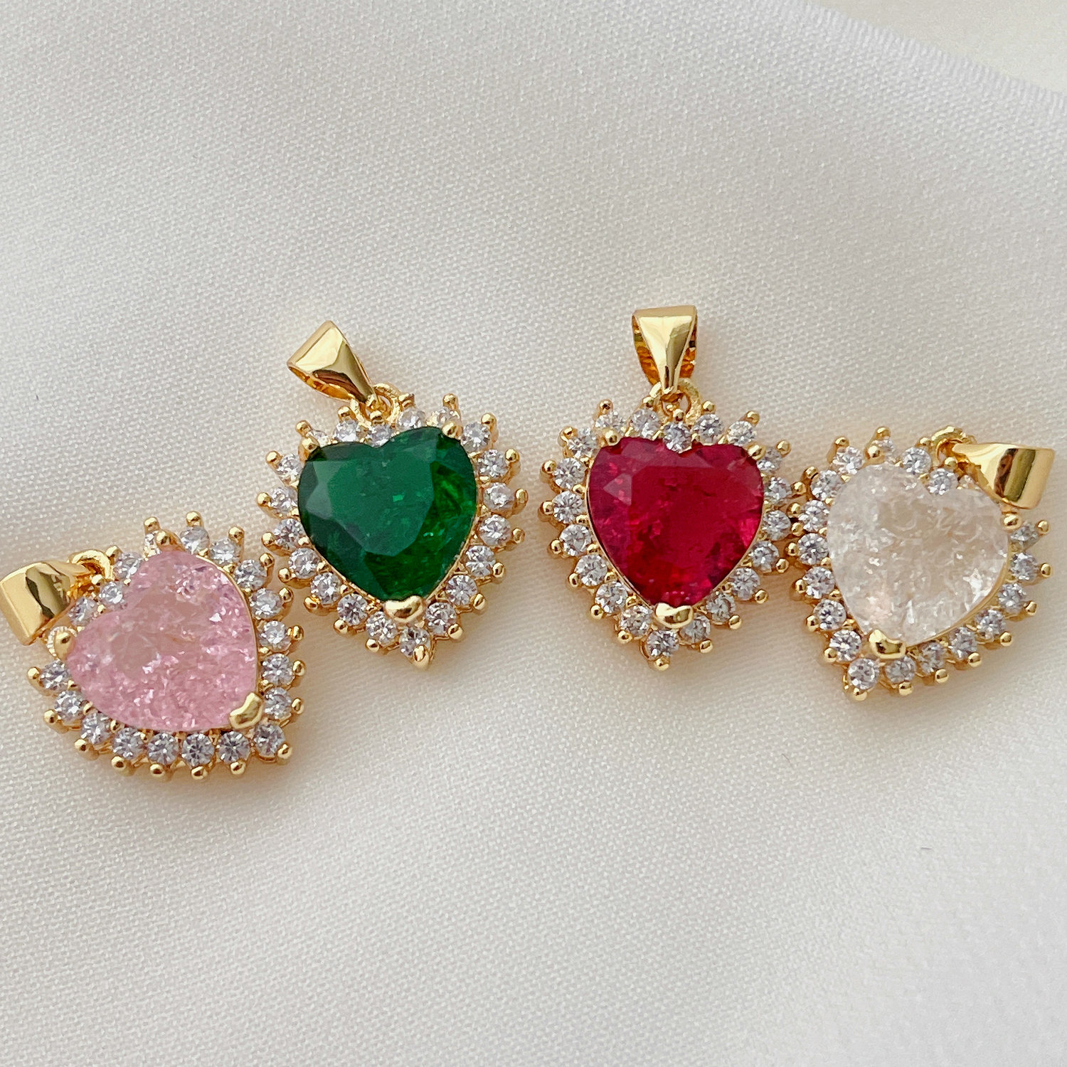 Big Zircon Heart Charm