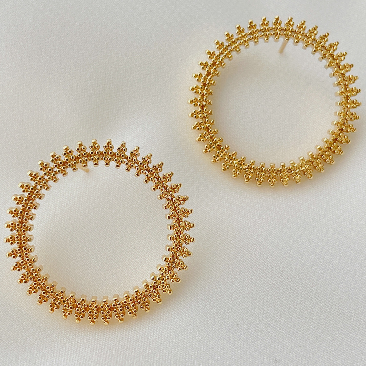 Gold Round Earrings