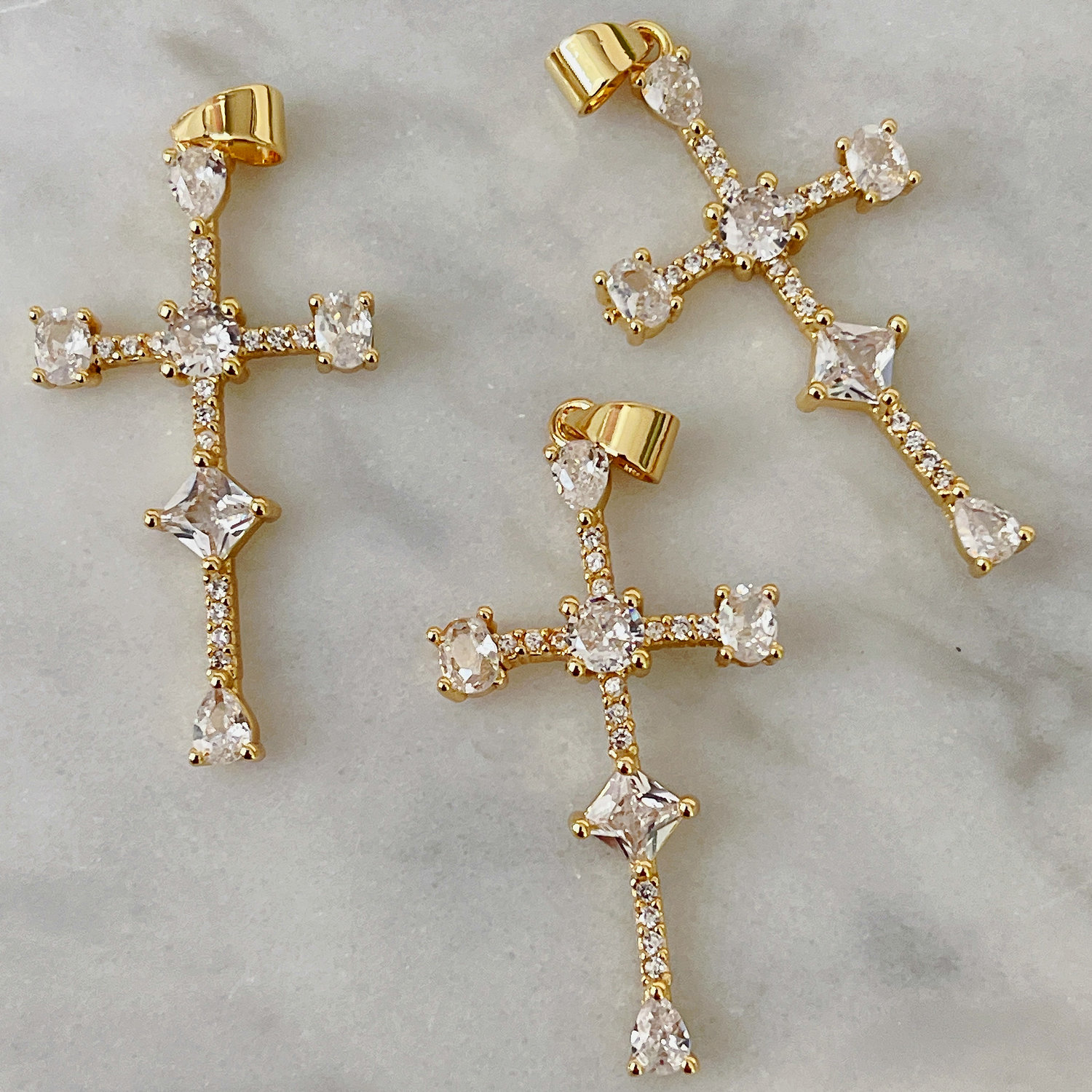 Pave Cross Charm
