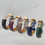 Pave Colorful Hoop Earrings