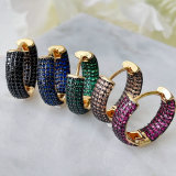 Pave Colorful Hoop Earrings