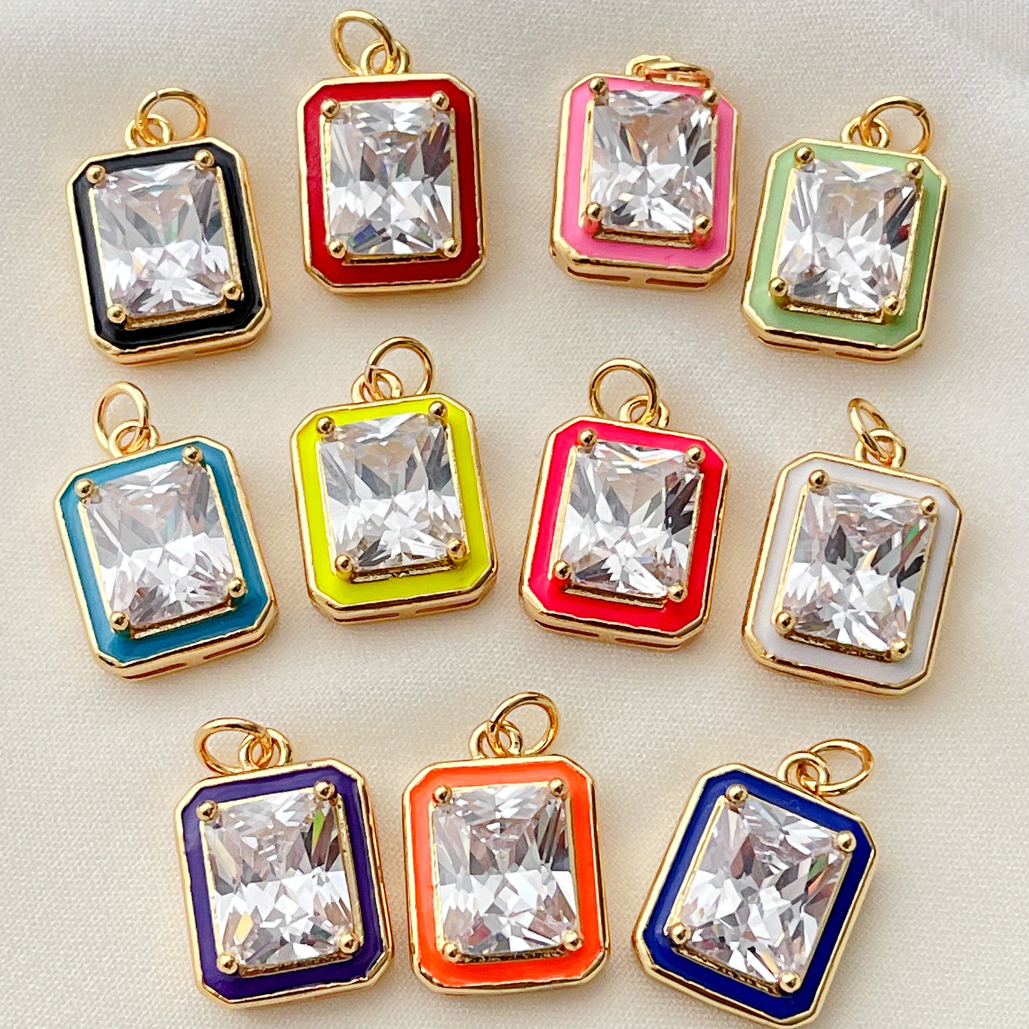 Enamel Square Charm