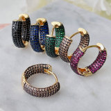 Pave Colorful Hoop Earrings