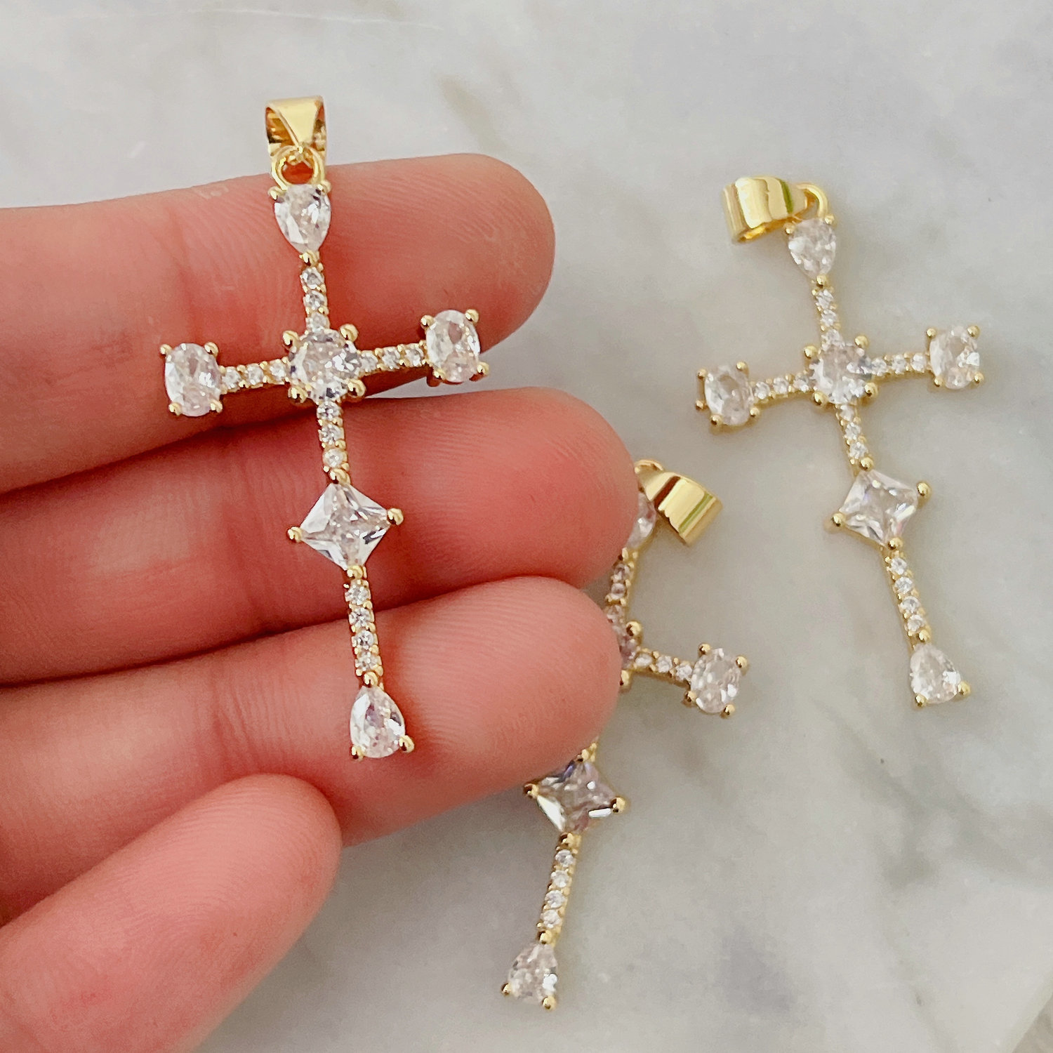 Pave Cross Charm