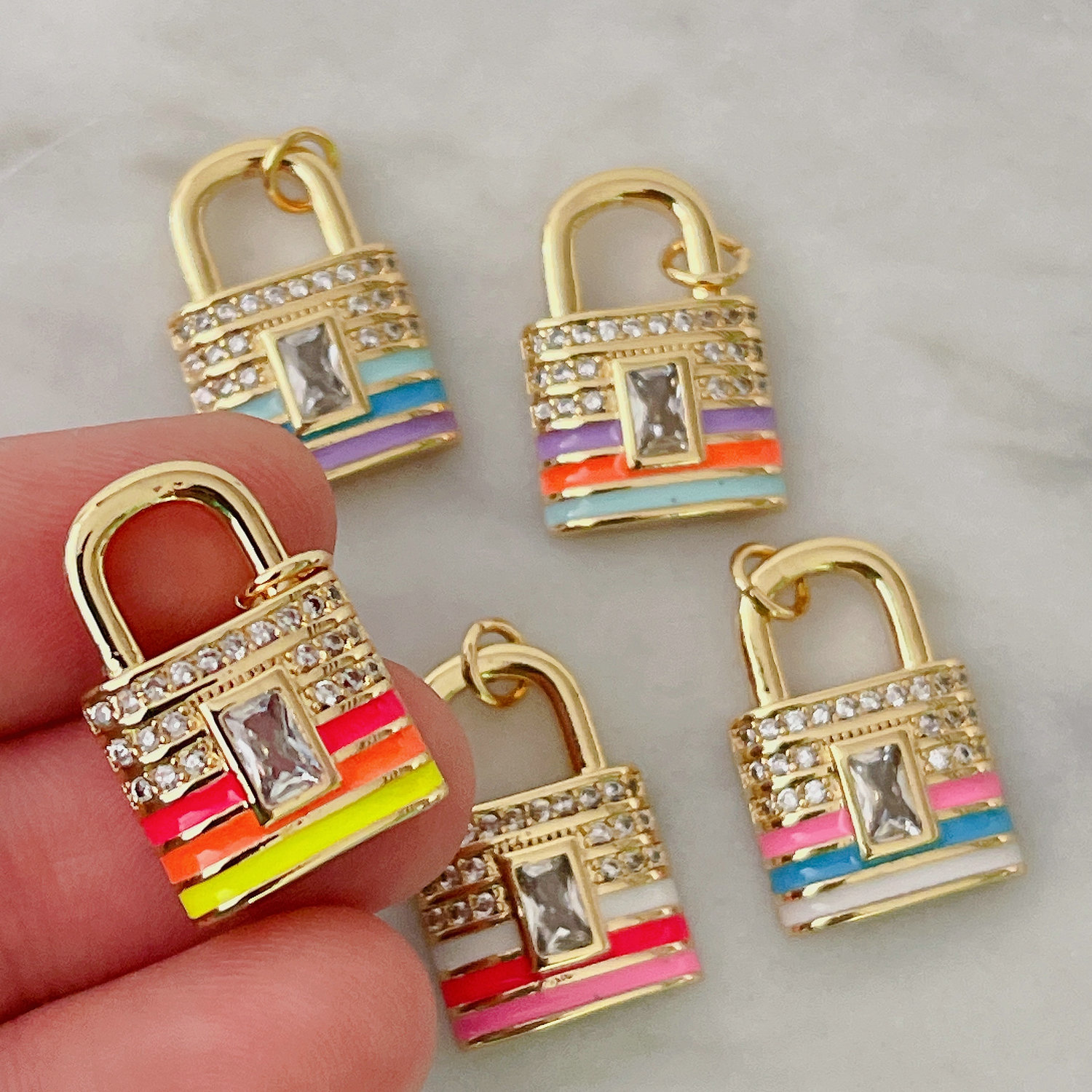 Enamel Lock Pendant