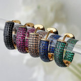 Pave Colorful Hoop Earrings
