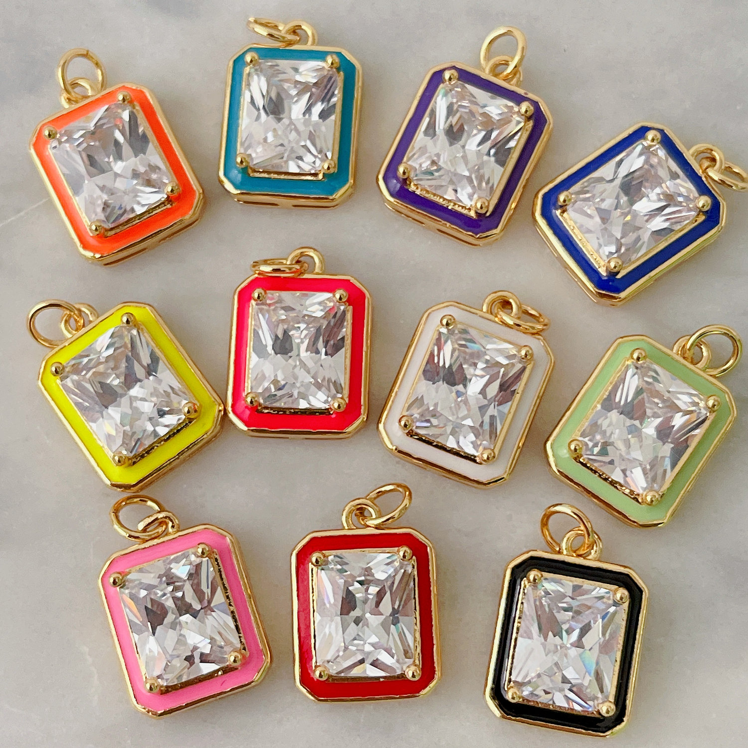 Enamel Square Charm