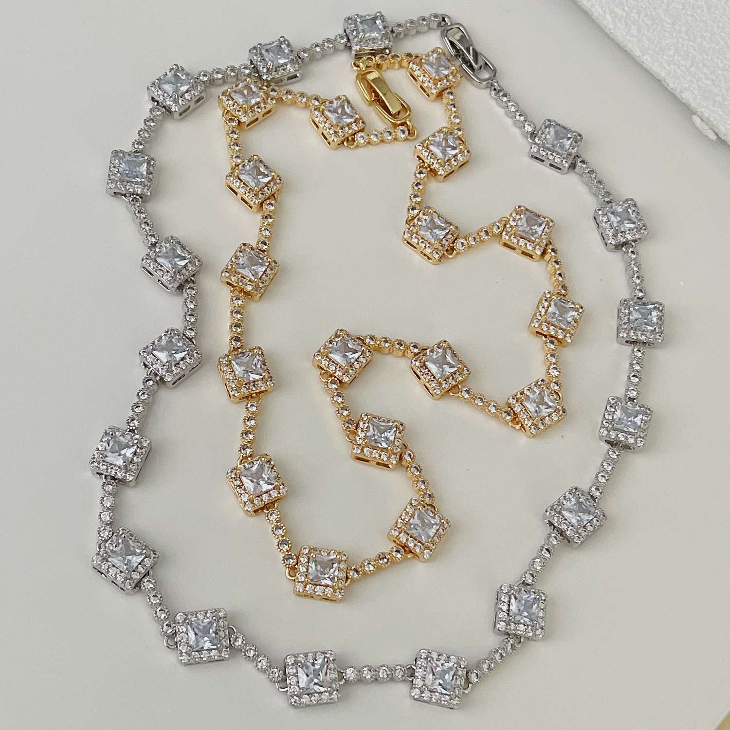 Pave Square Necklace