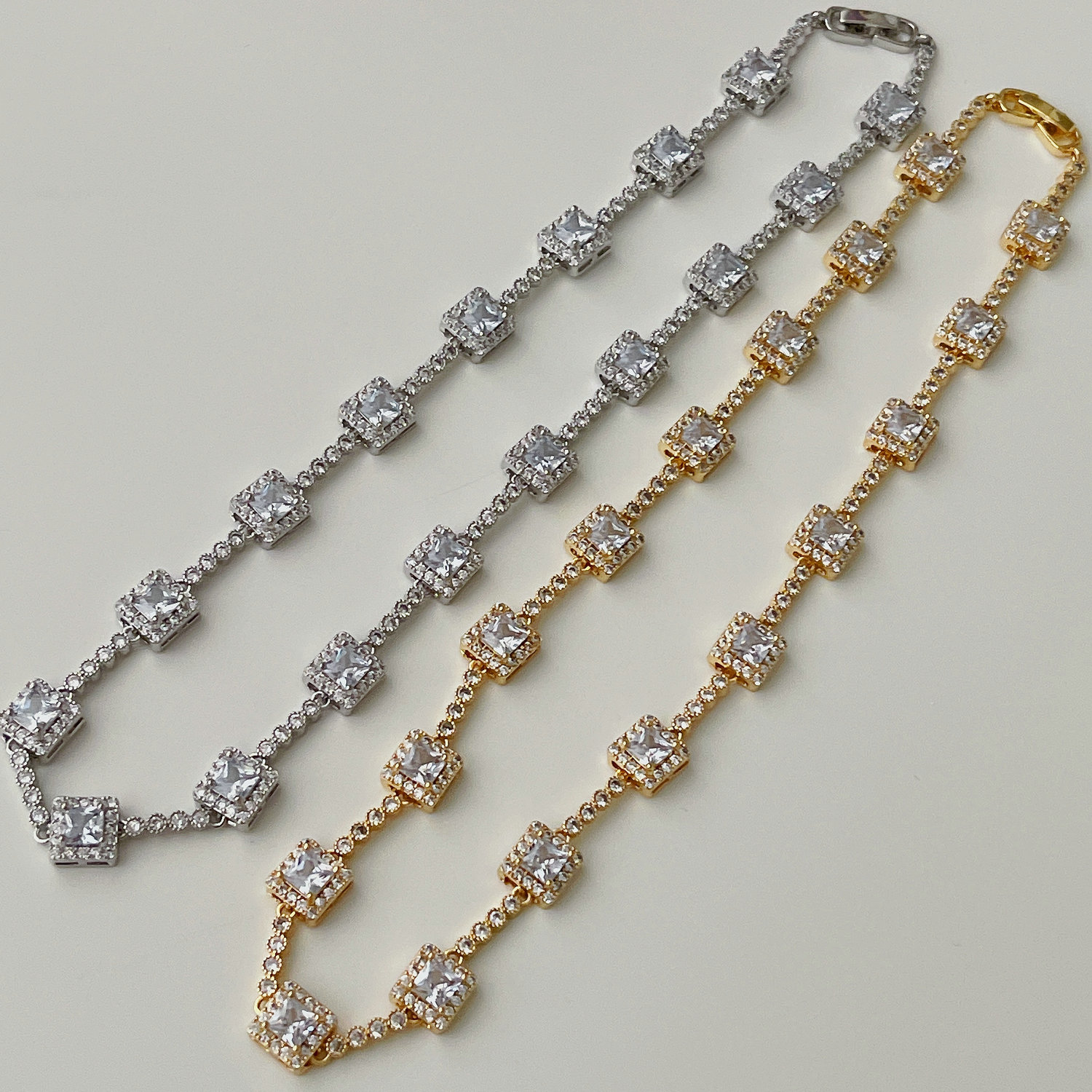Pave Square Necklace