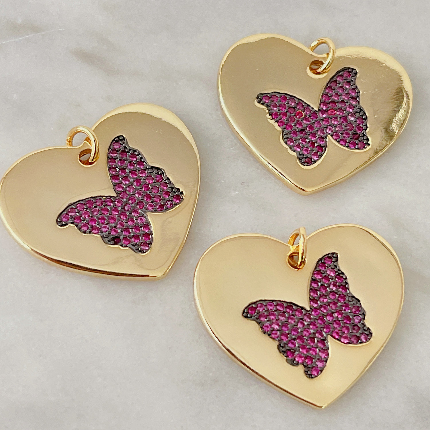 Red butterfly Round Charm