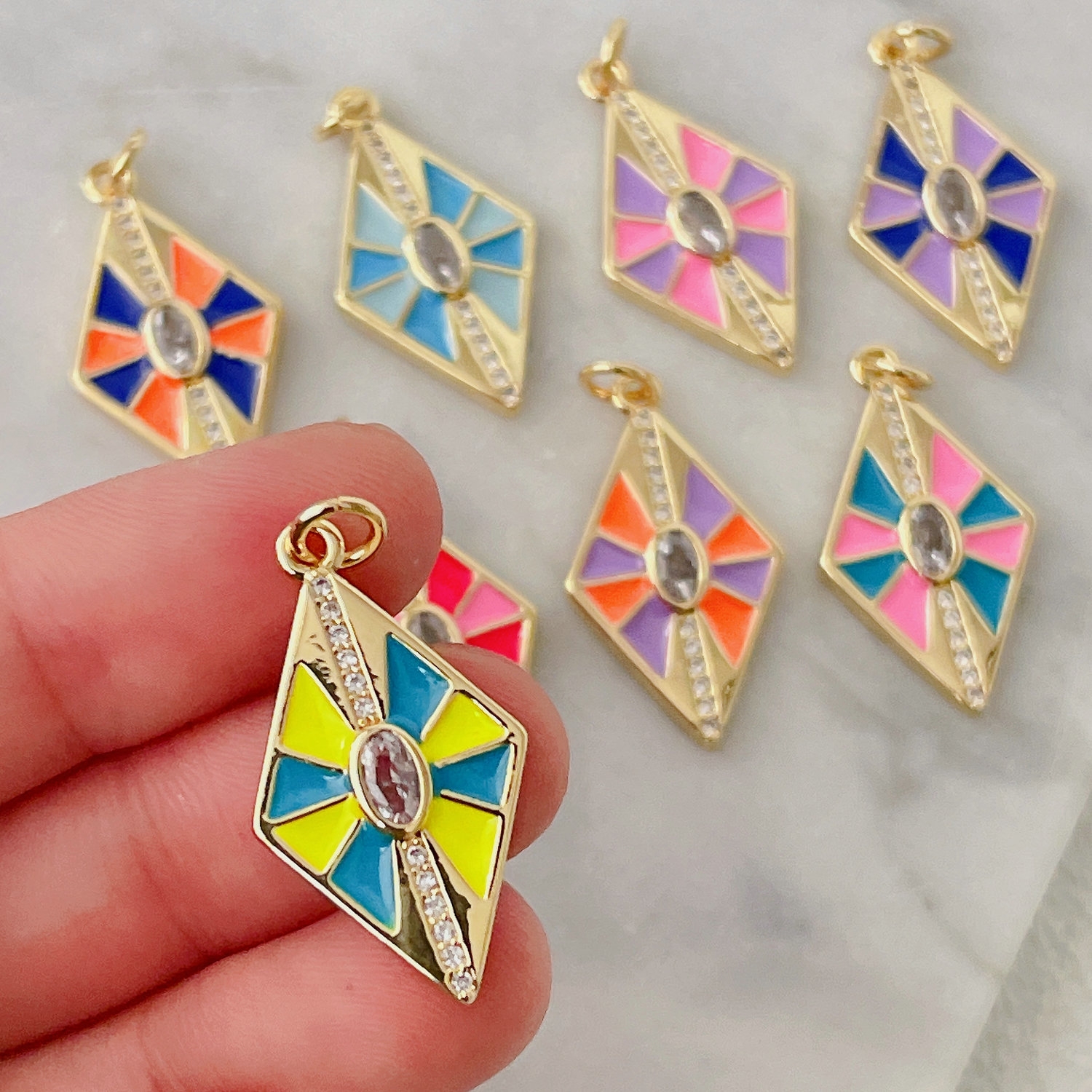 Enamel Lozenge Charm