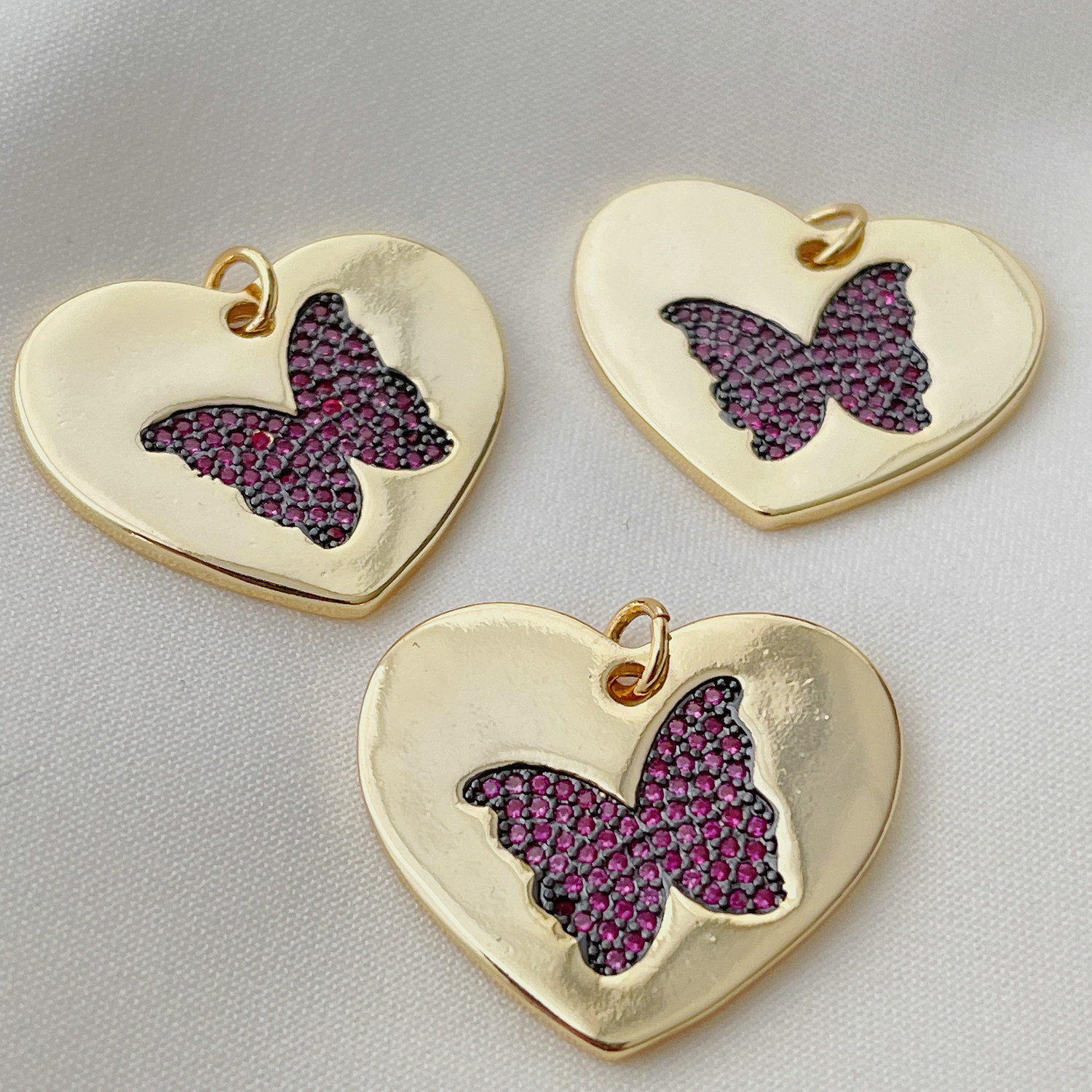 Red butterfly Round Charm