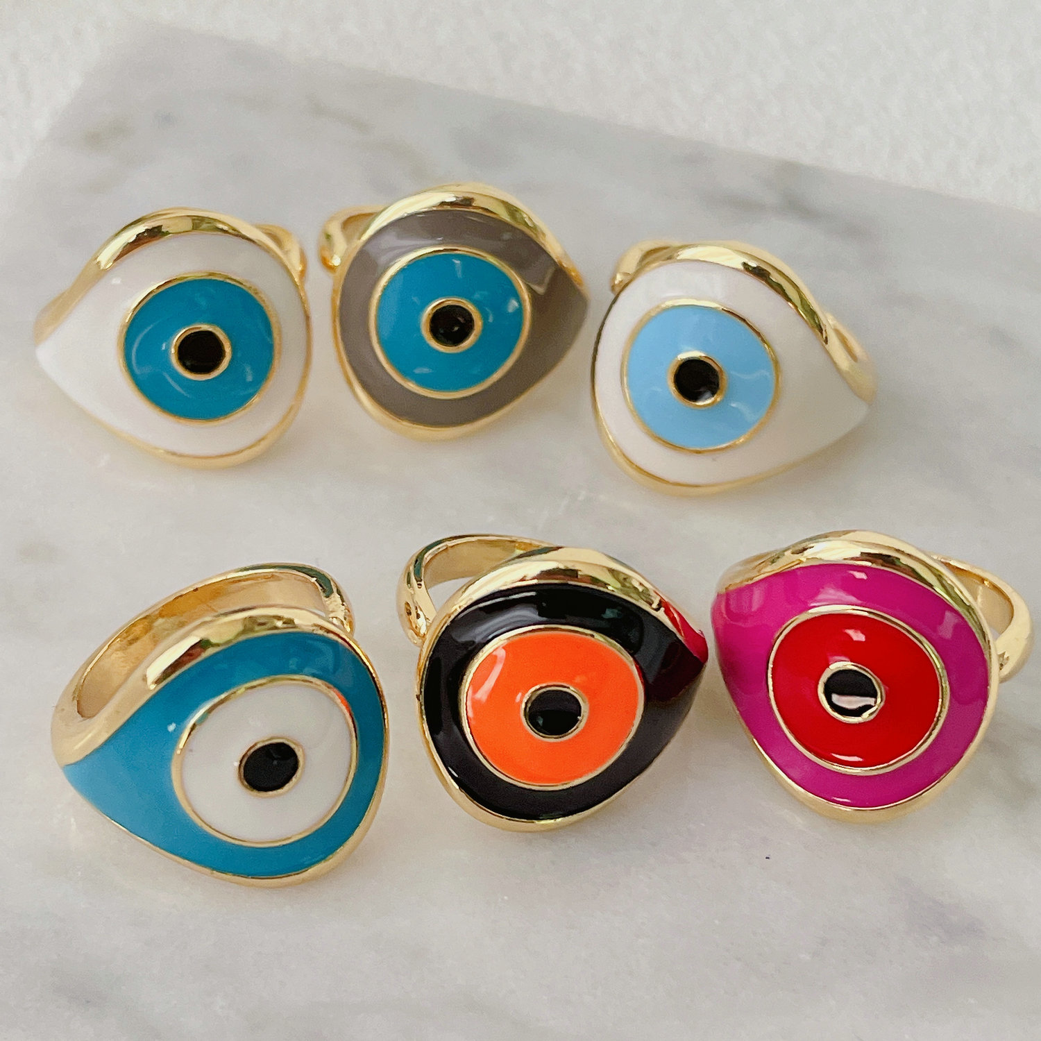 Enamel Eye Adjustable Ring