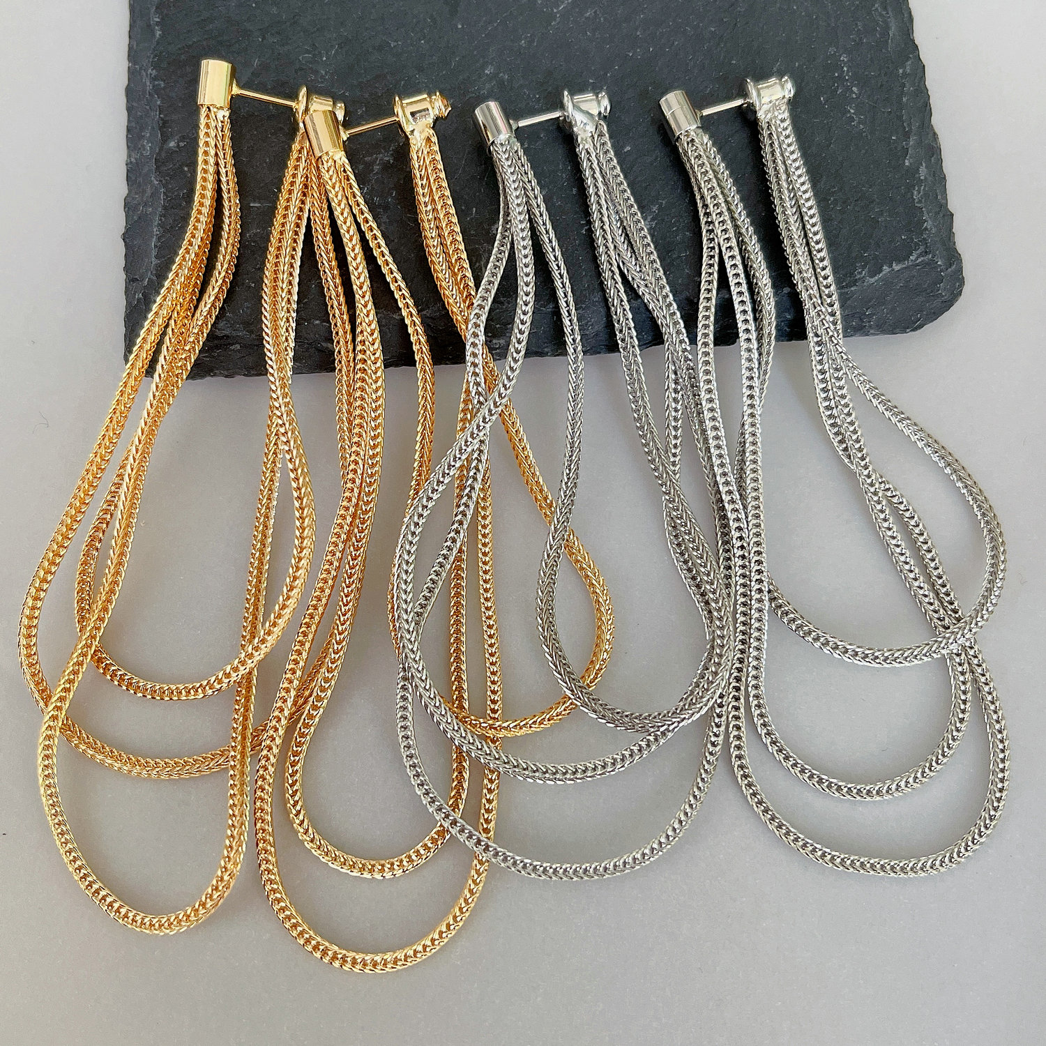 Long Chain Tassel Earrings