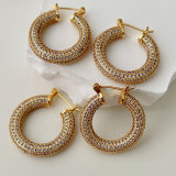 Pave Round Hoops Earrings