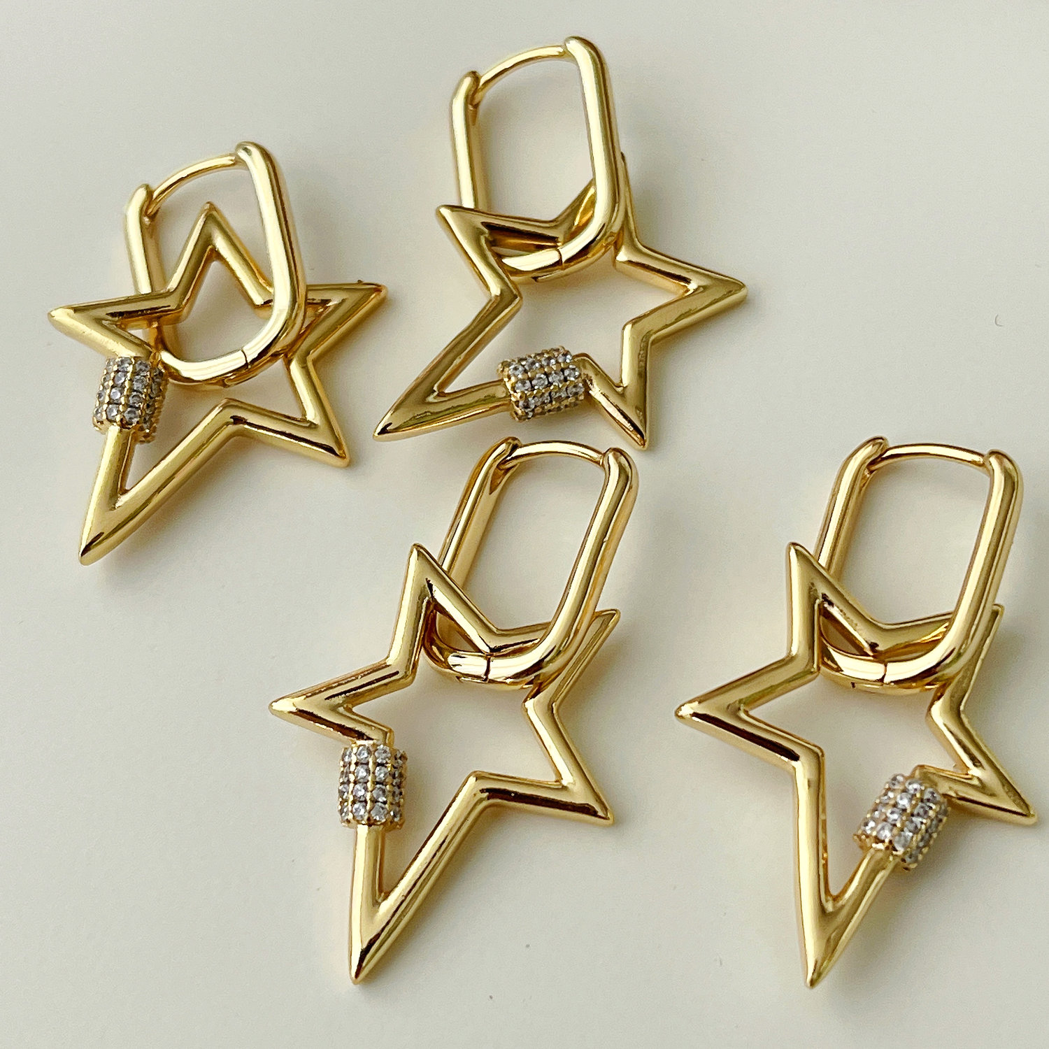 Pave Star Hoops Earrings