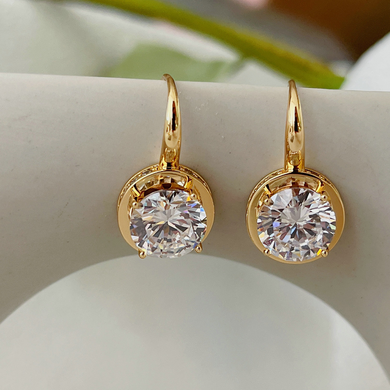 Big Zircon Round Earrings