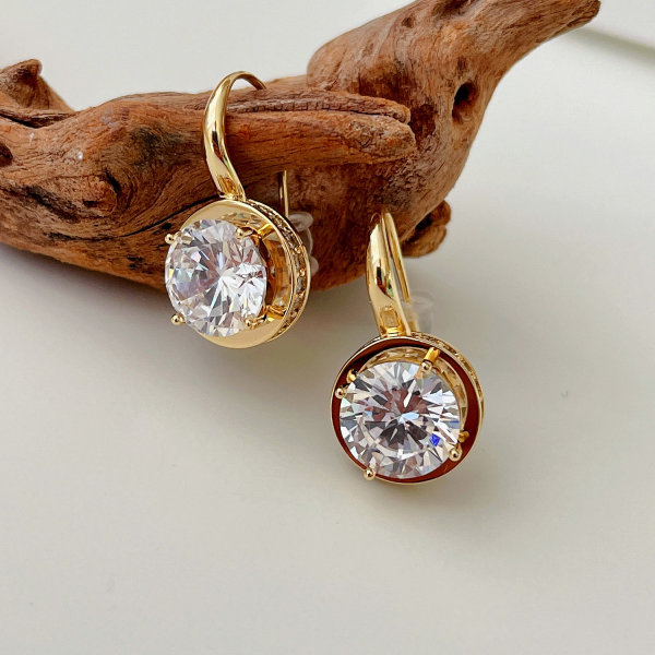 Big Zircon Round Earrings